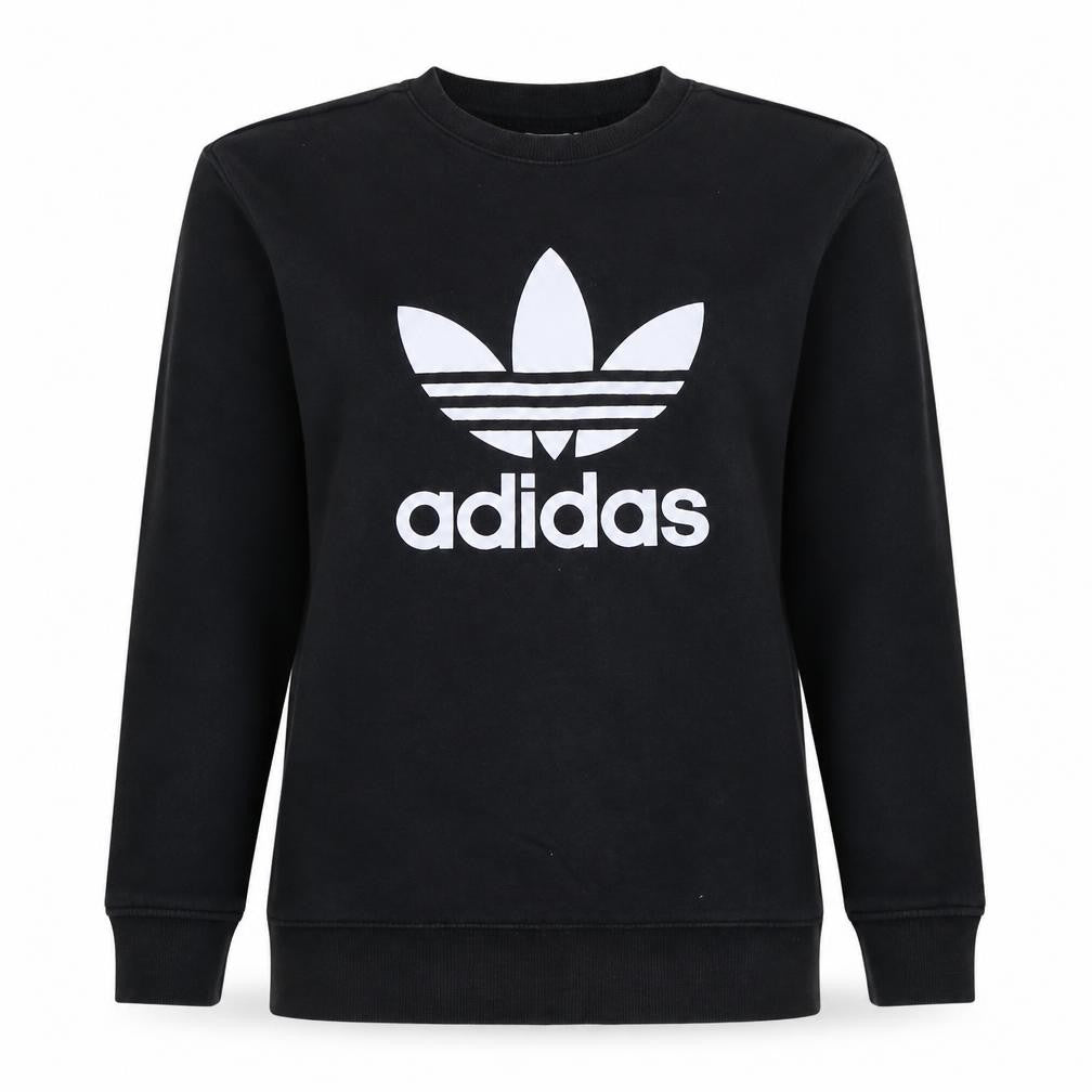 Adidas Women Black Size 12 Sweatshirt Crew Neck Logo Pullover