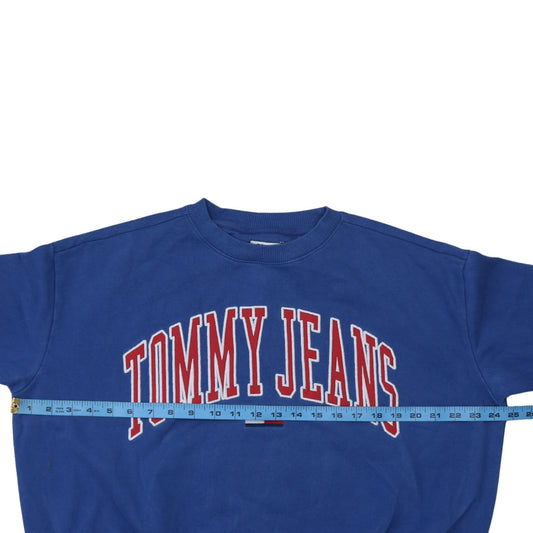 Tommy Jeans Men's Blue Cotton Crew Neck Logo Sweatshirt M