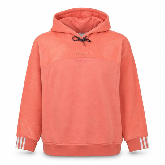 Adidas Women Coral Hooded Pullover Sweatshirt Size 16 Fleece Lined