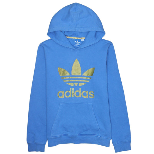 Adidas Men Blue Pullover Hoodie S Fleece Logo Sweatshirt