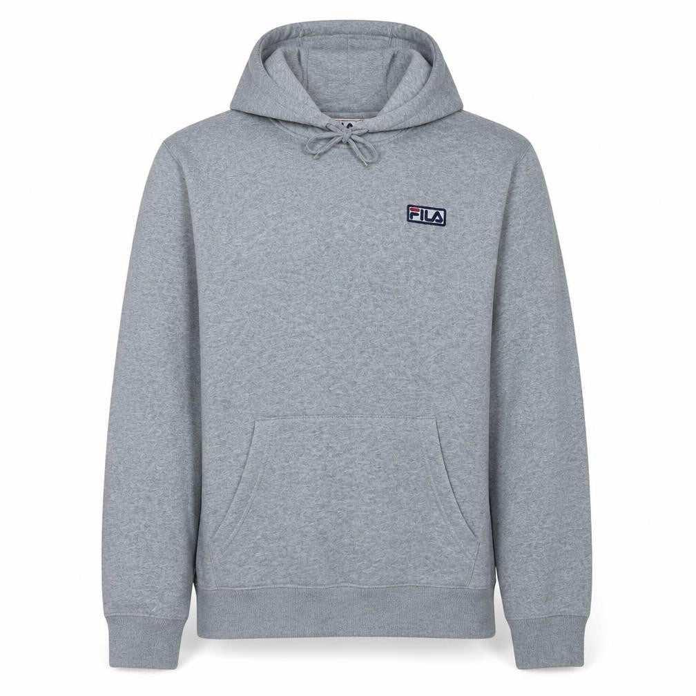 Fila Men's Grey Pullover Hoodie Medium Regular Fit Logo Fleece