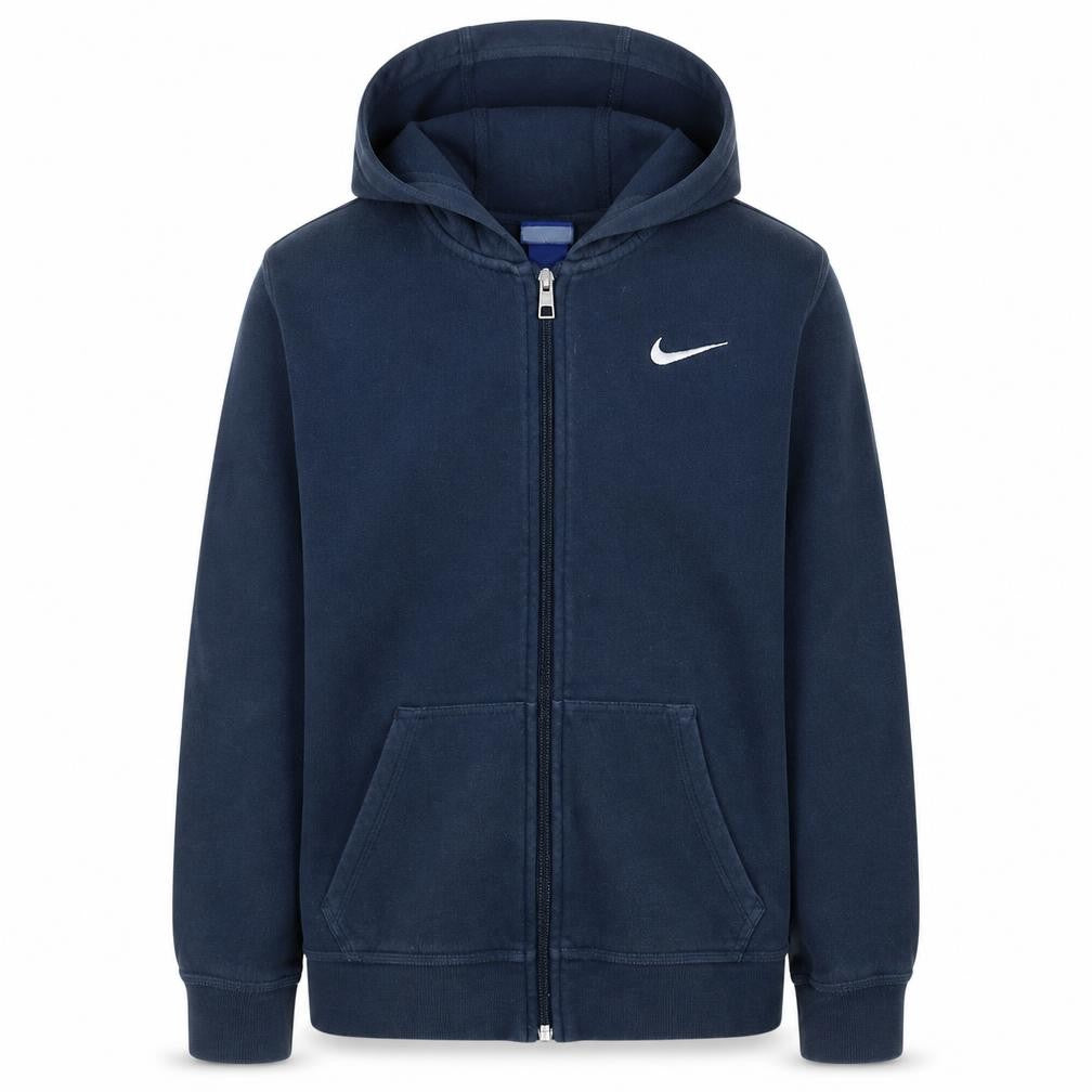Front view of Nike boys’ navy blue full zip hoodie sweatshirt xl 13-15 years classic fit