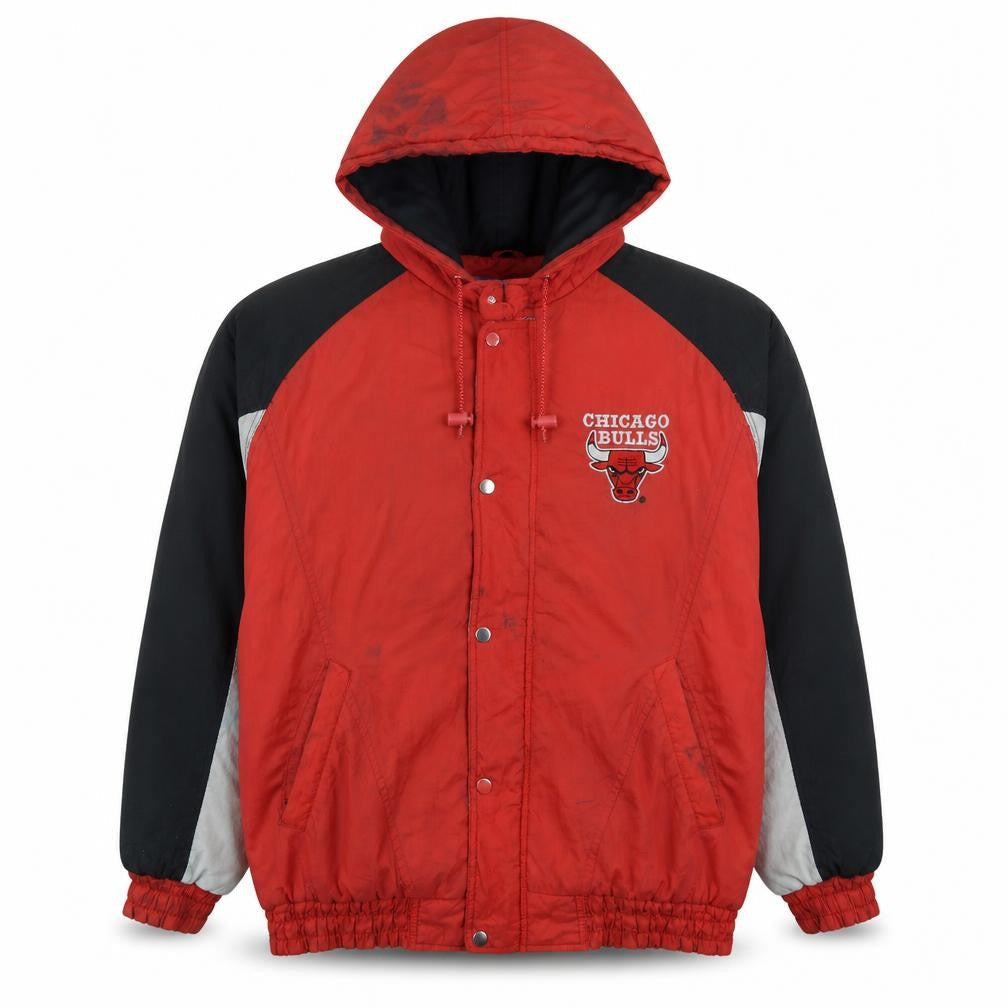 Competitor Men’s Red Chicago Bulls Hooded Puffer Jacket XL Vintage NBA