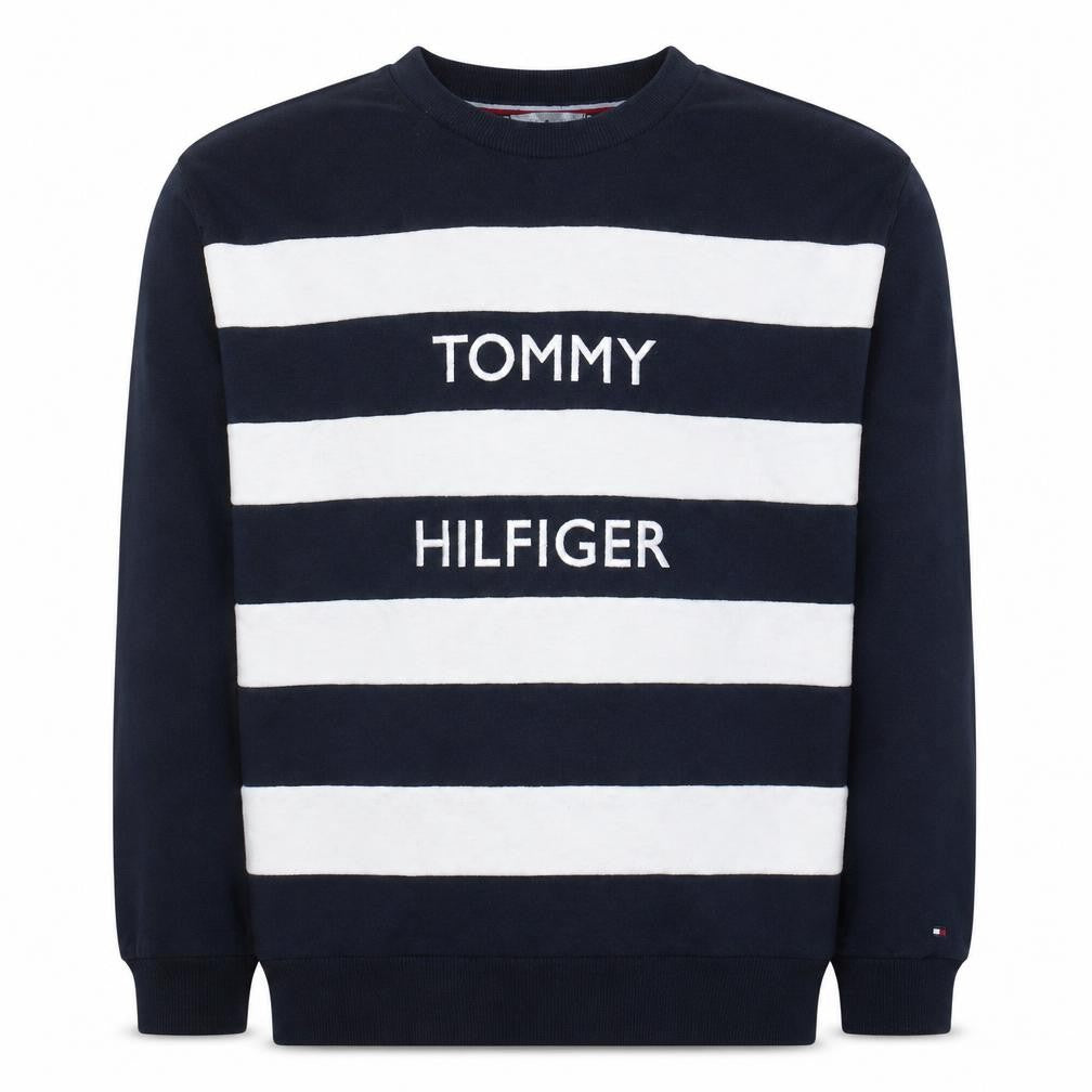 Tommy Hilfiger Men's Blue Striped Crew Neck Sweatshirt L