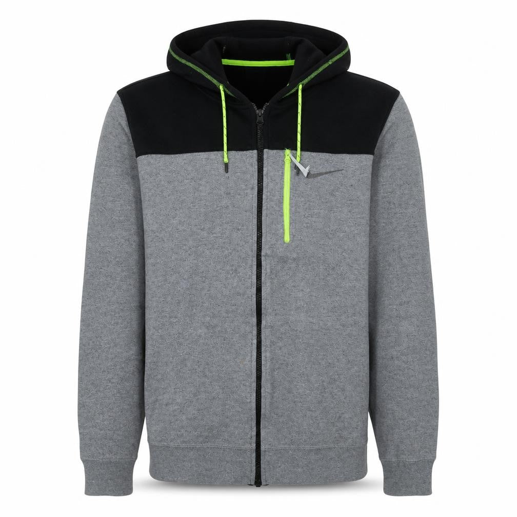 Nike Men's Grey Full Zip Hoodie L Hooded Sweatshirt Cotton Blend