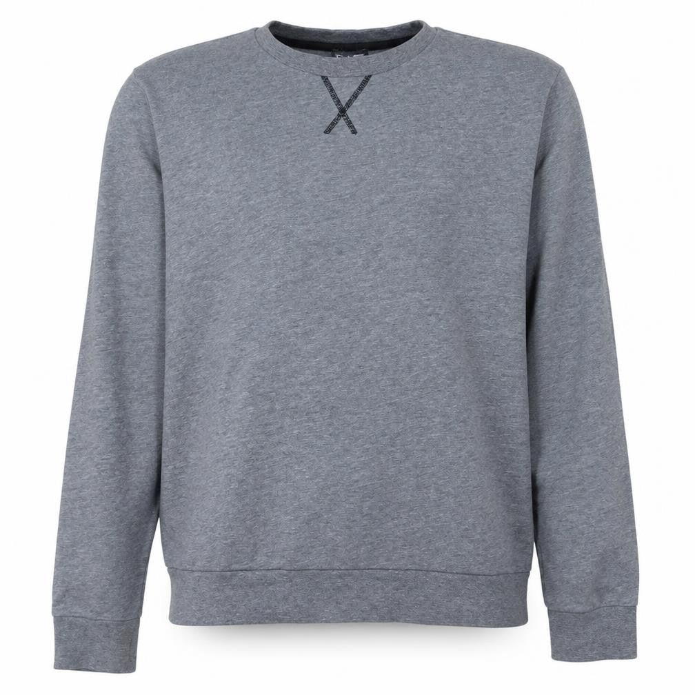 Front view of Emporio Armani EA7 Men's Grey XL Crew Neck Cotton Pullover Sweatshirt