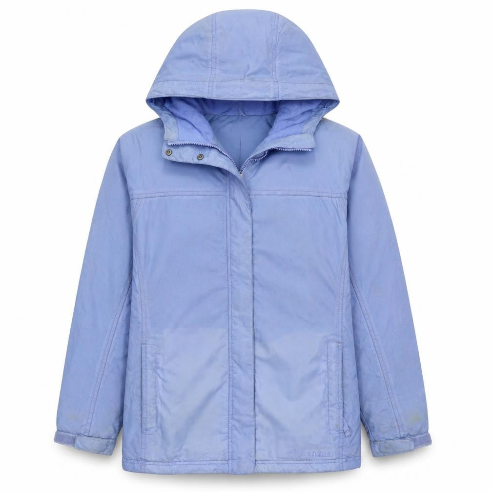 L.L. Bean Womens Blue Hooded Waterproof Rain Jacket L Regular