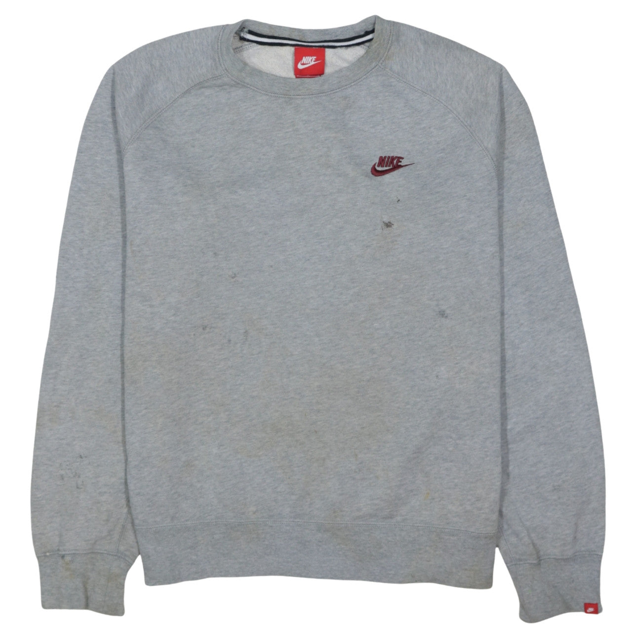 Nike Men's Grey Crew Neck Pullover Sweatshirt M Fleece Logo