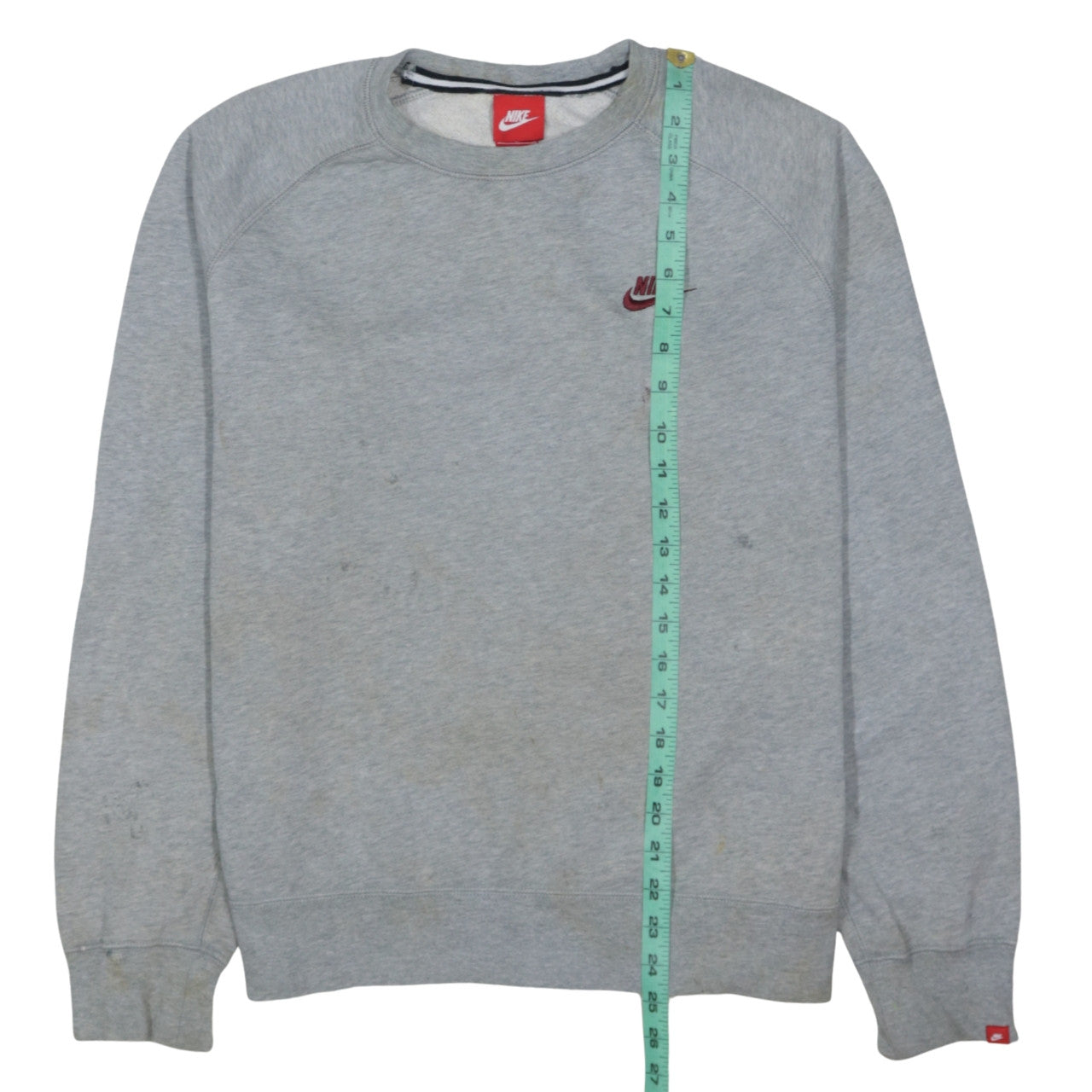 Nike Men's Grey Crew Neck Pullover Sweatshirt M Fleece Logo