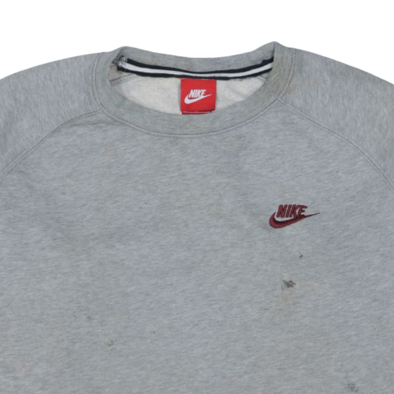 Nike Men's Grey Crew Neck Pullover Sweatshirt M Fleece Logo