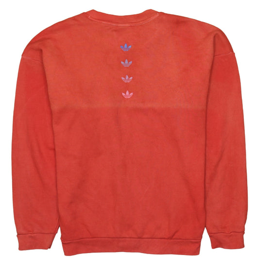 Adidas Women Red Crew Neck Pullover Sweatshirt XS Logo Print