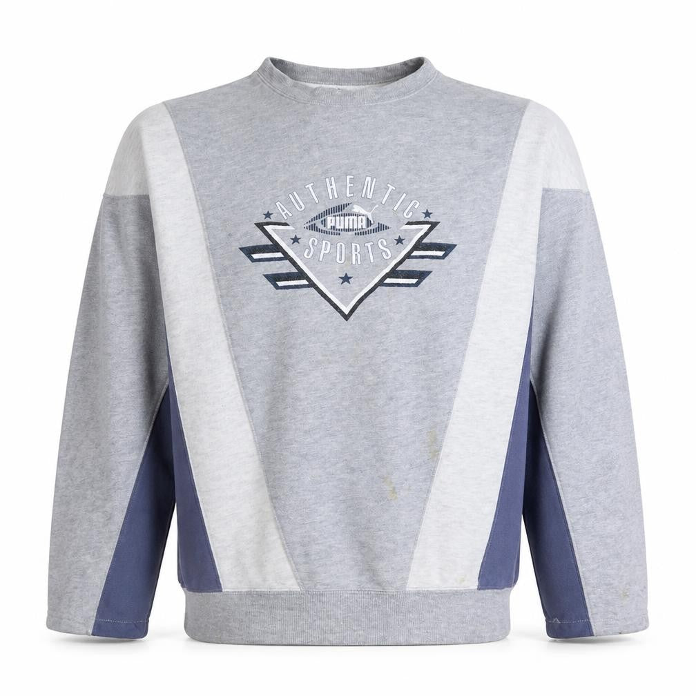 Front view of Puma men’s grey xl vintage pullover sweatshirt graphic print