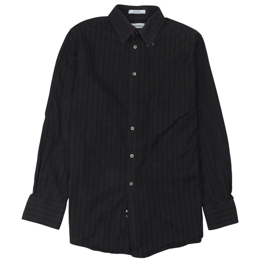 Calvin Klein Men's Black Slim Fit Long Sleeve Striped Button-Up Shirt Size S