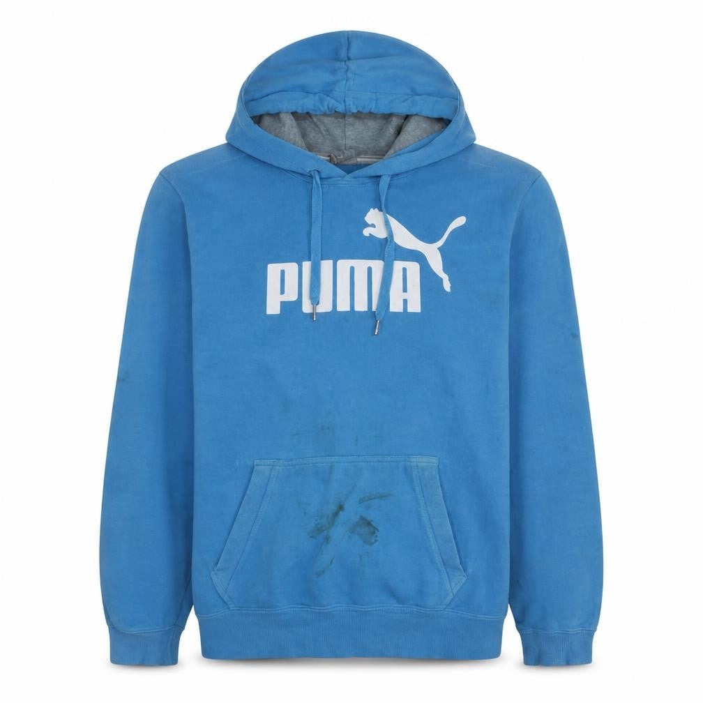 Puma Men Blue Pullover Hoodie XL Sports Fleece Logo Sweatshirt