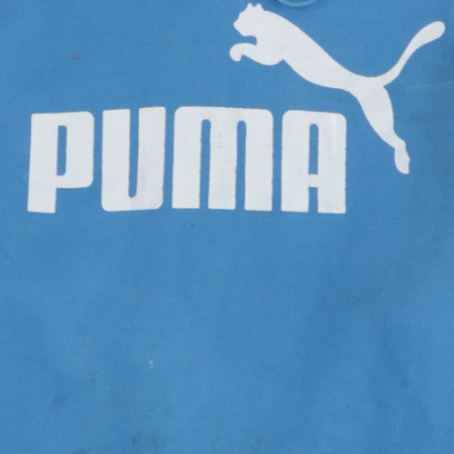 Puma Men Blue Pullover Hoodie XL Sports Fleece Logo Sweatshirt