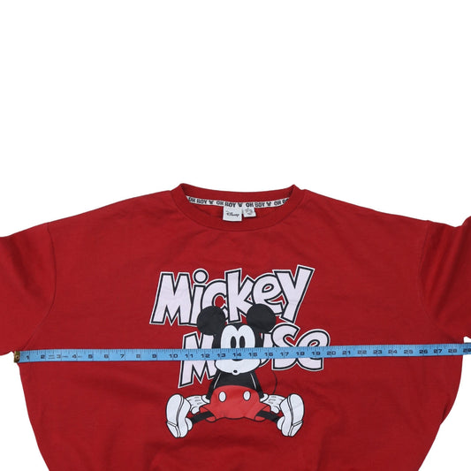 Disney Women Red Mickey Mouse Pullover Sweatshirt XL