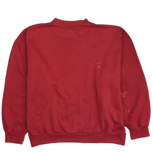 Reebok Men's Red Crew Neck Fleece Sweatshirt L Pullover Vintage Sportswear