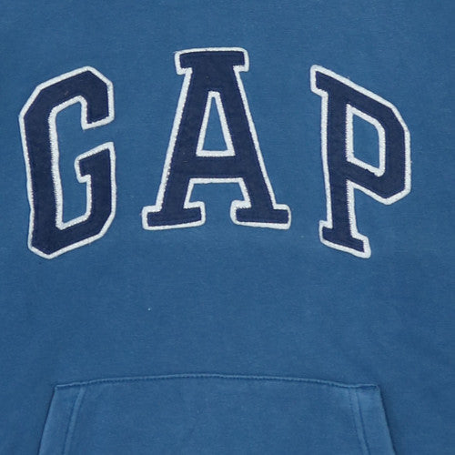 GAP Men's Blue Pullover Hoodie Small Embroidered Logo Fleece