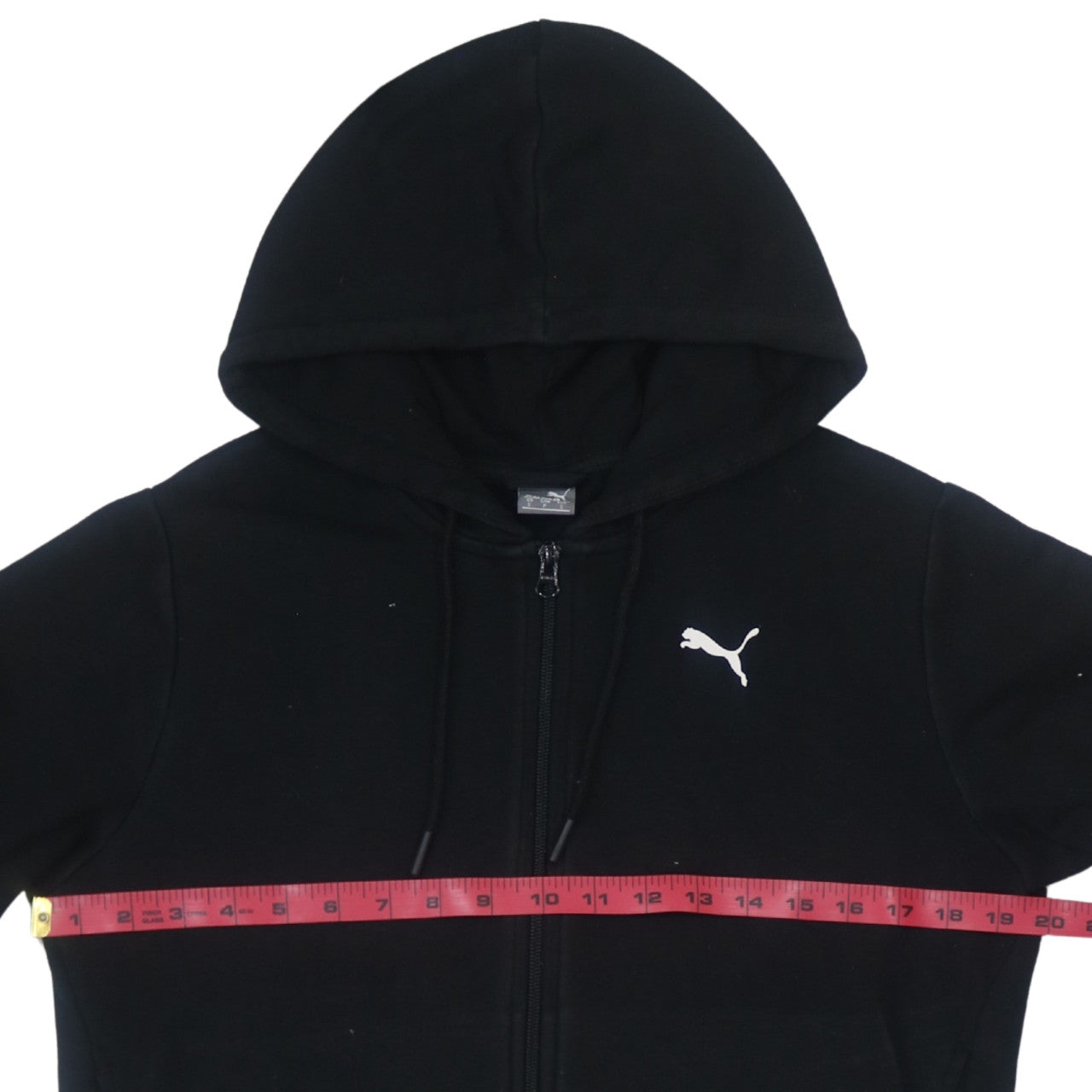 Puma Women Black Full Zip Hoodie Small Cotton Blend Logo Detail