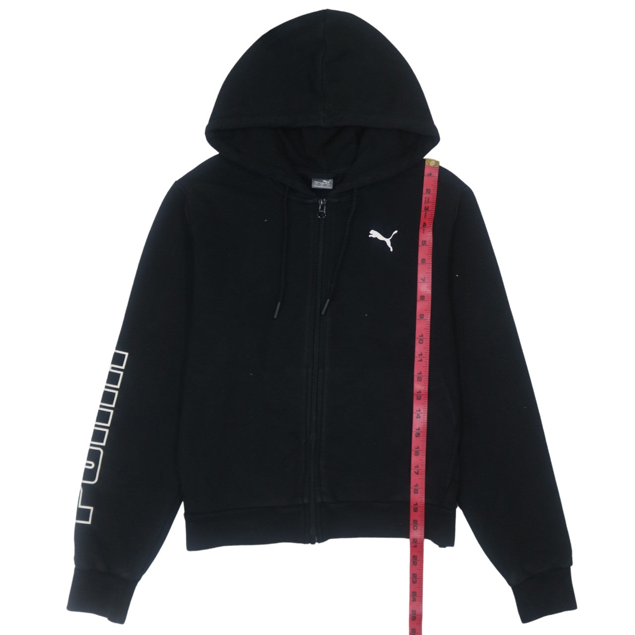 Puma Women Black Full Zip Hoodie Small Cotton Blend Logo Detail