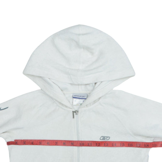 Reebok Women White XS Full Zip Hoodie Cotton Blend Sportswear
