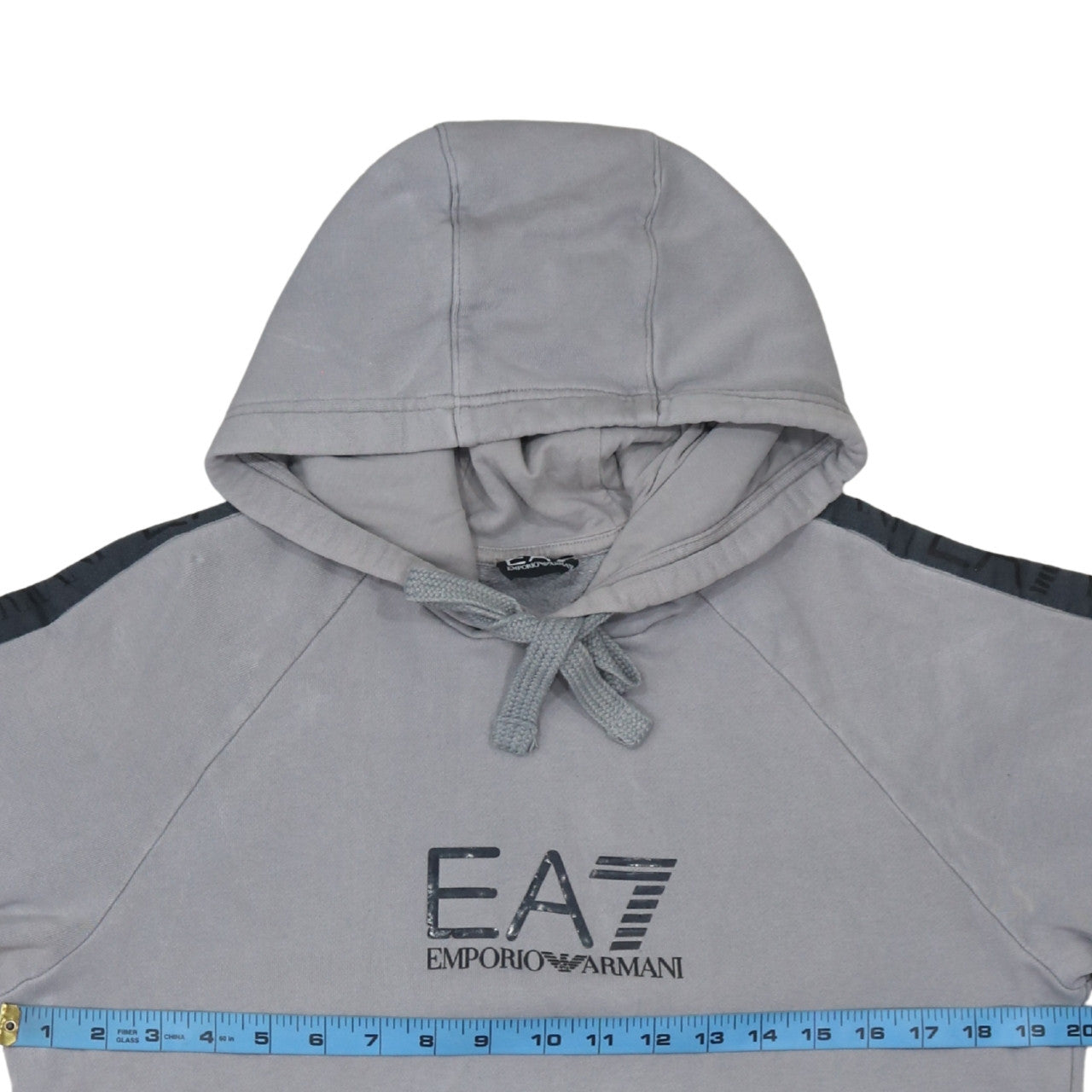 Emporio Armani EA7 Men's Grey Pullover Hoodie Size L Designer Fleece