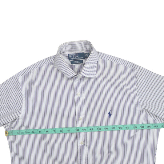 Ralph Lauren Men's Blue Striped Button-Up Shirt Size 15.5 Regent Custom Fit