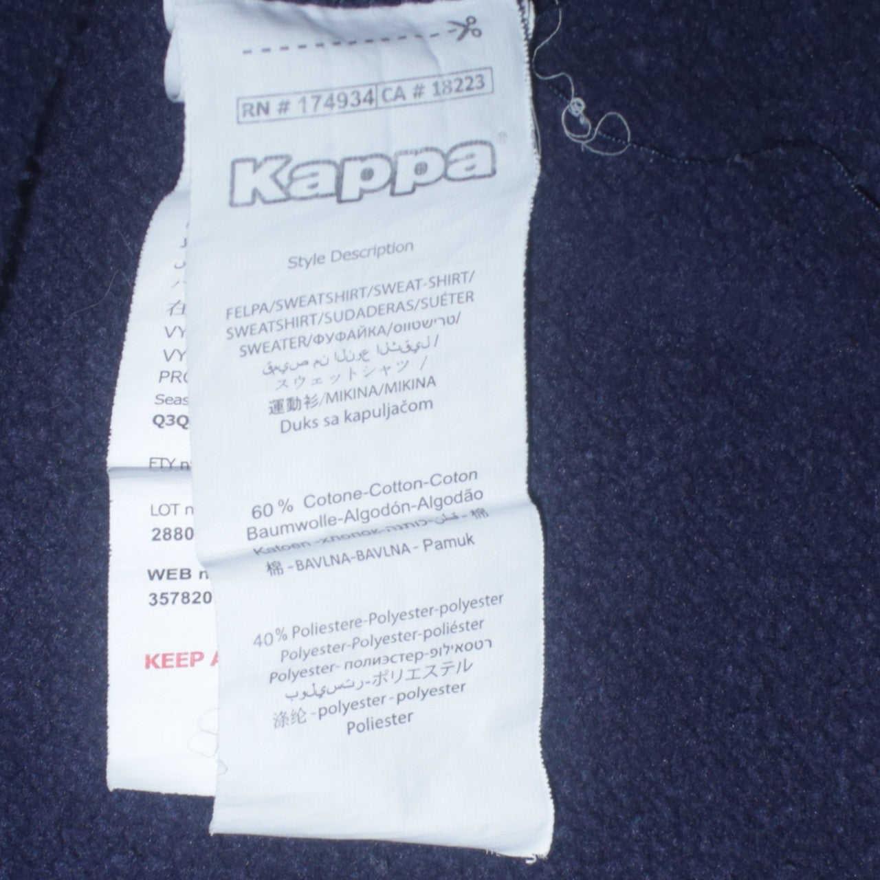 Kappa Men's Blue XS Pullover Hoodie with Logo Print