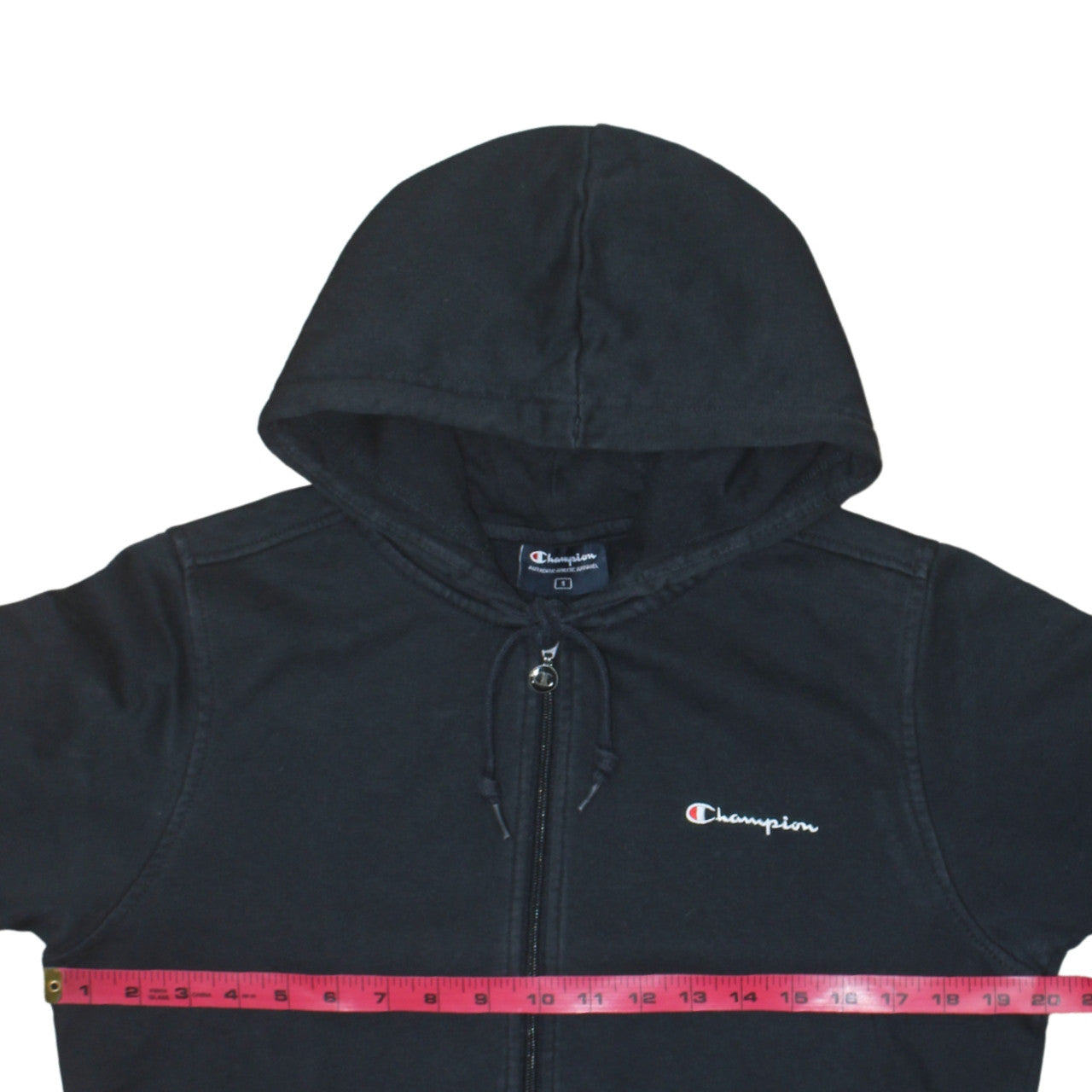 Champion Men's Black Full Zip Hoodie Size S Logo Sportswear