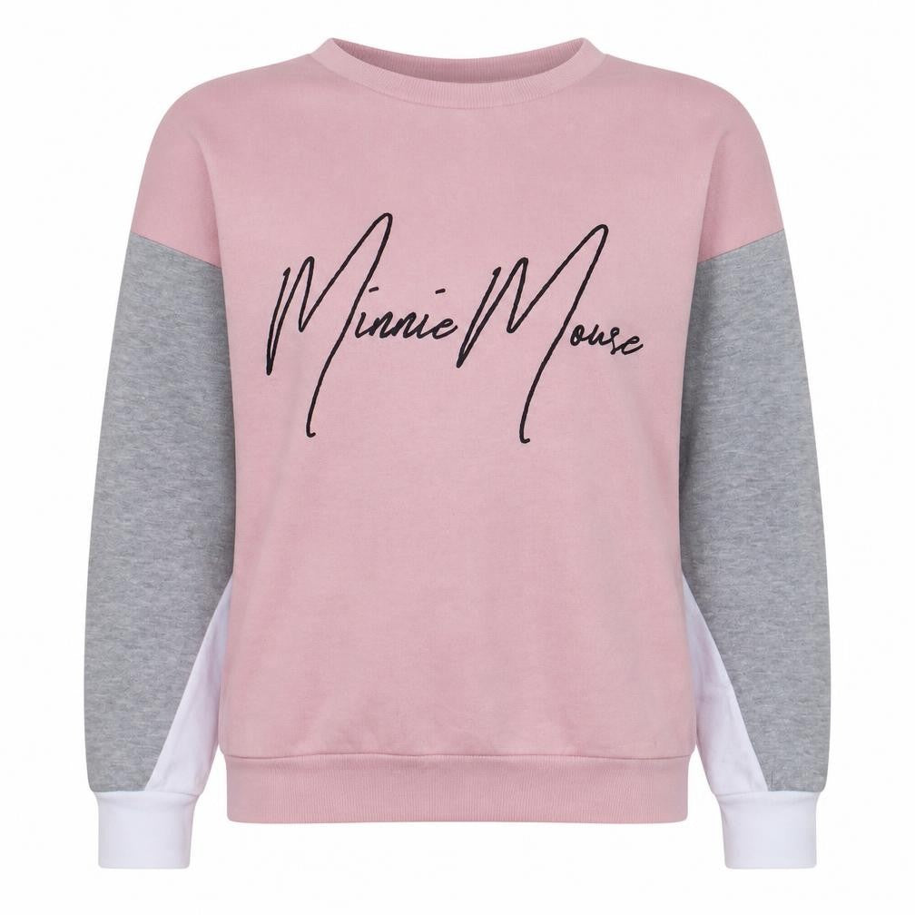 Disney Women Pink Minnie Mouse Colourblock Sweatshirt XS