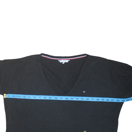 Tommy Hilfiger Men’s Black V-Neck Cotton Knit Jumper XL