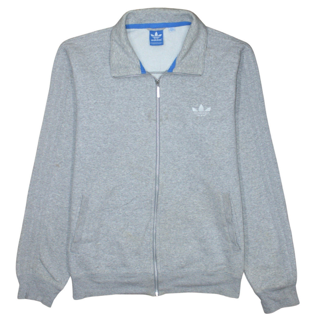 Adidas Men's Grey Full Zip Collared Sweatshirt XL