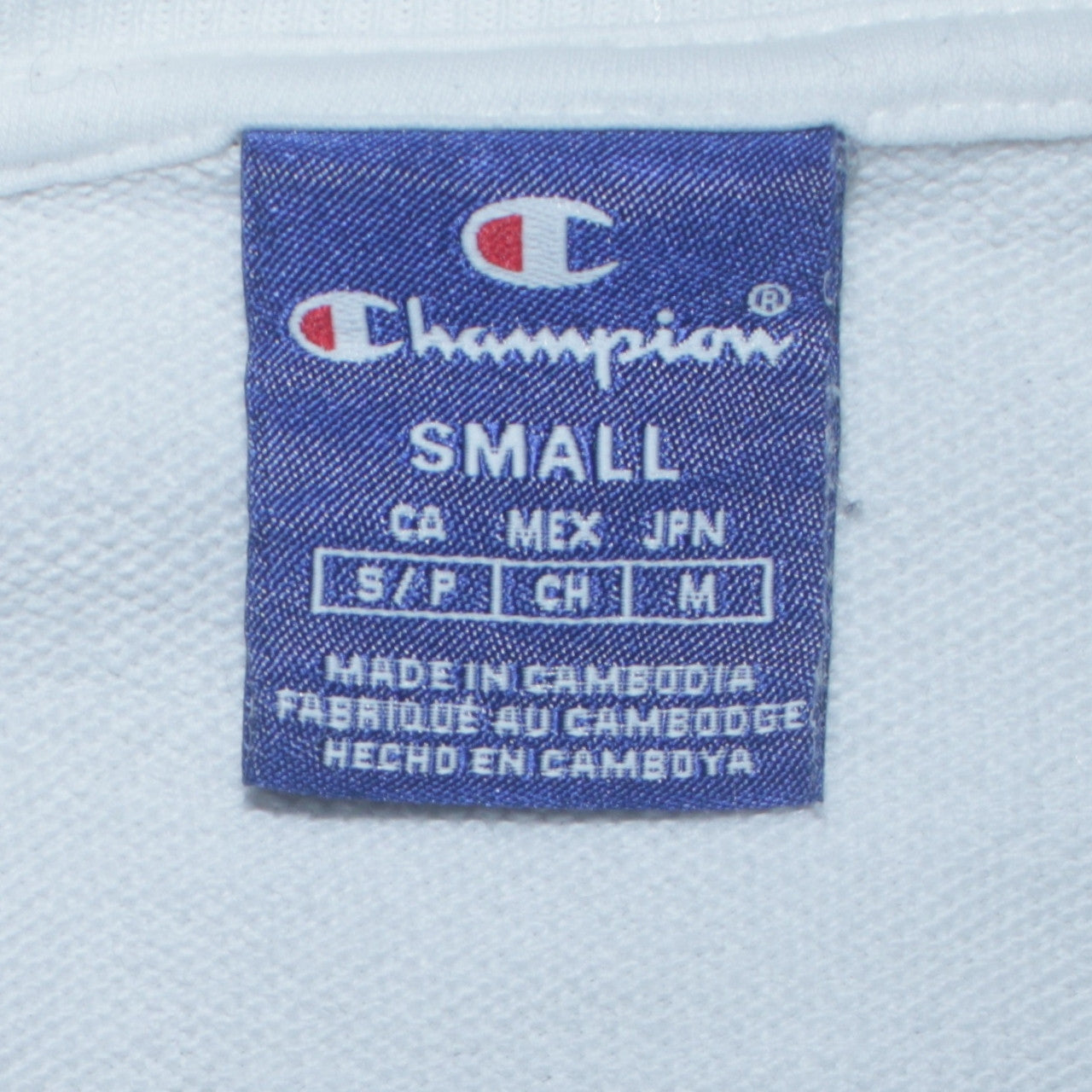 Champion Womens White Blue Small Crew Neck Pullover Sweatshirt