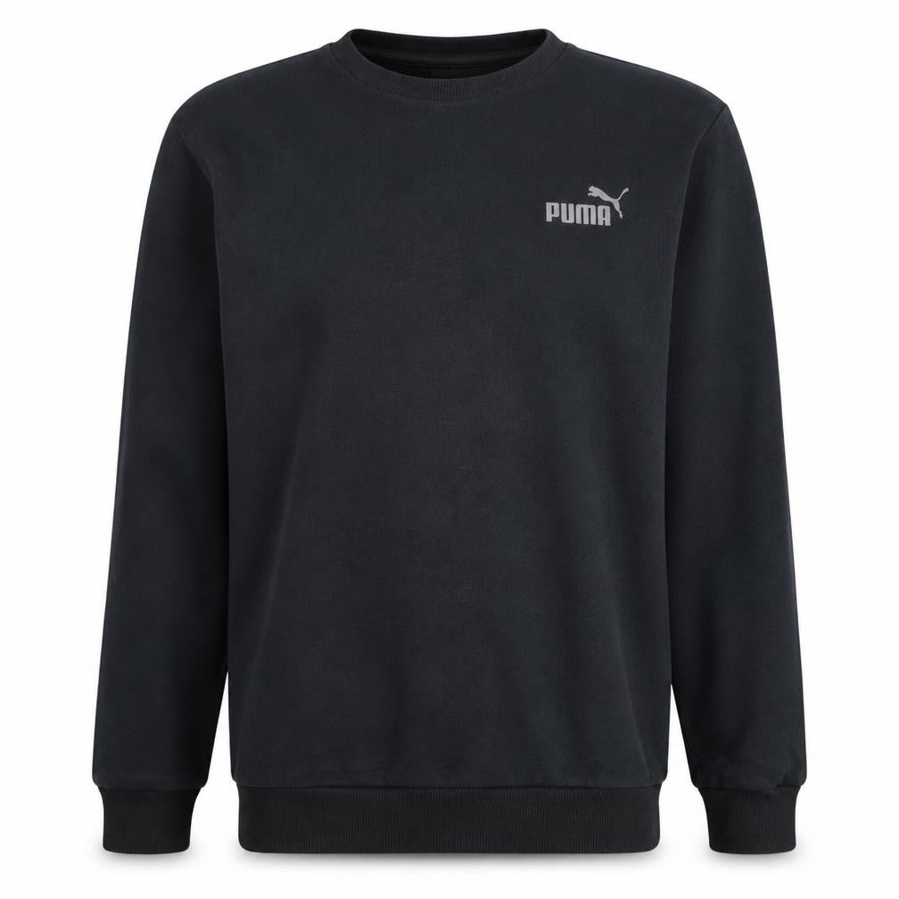 Front view of Puma Men’s Black Crew Neck Pullover Sweatshirt, size S