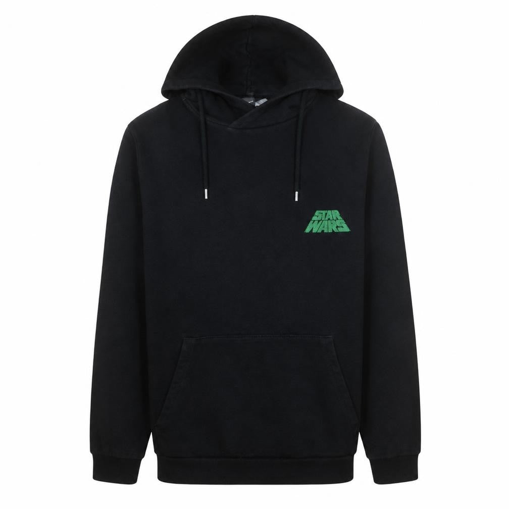 Front view of ASOS Men’s Black Star Wars Yoda Pullover Hoodie, size S
