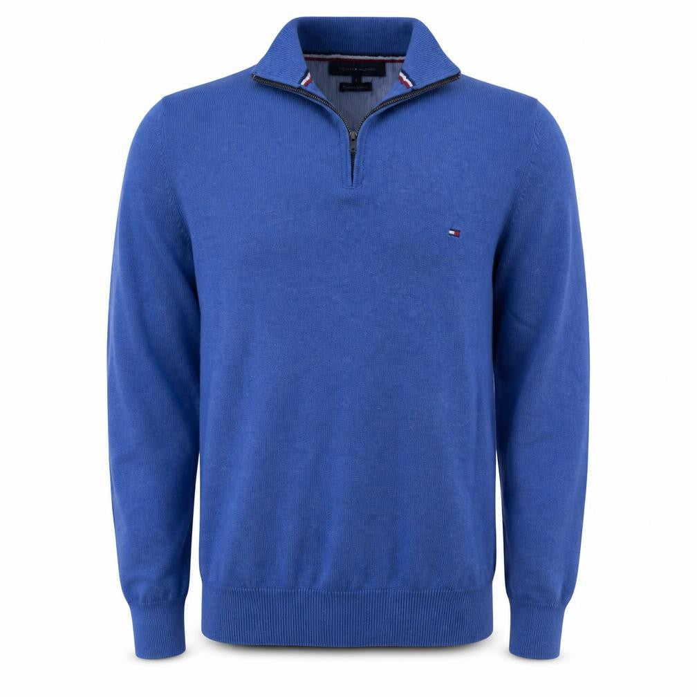 Tommy Hilfiger Men's Blue Cotton 1/4 Zip Jumper Size L