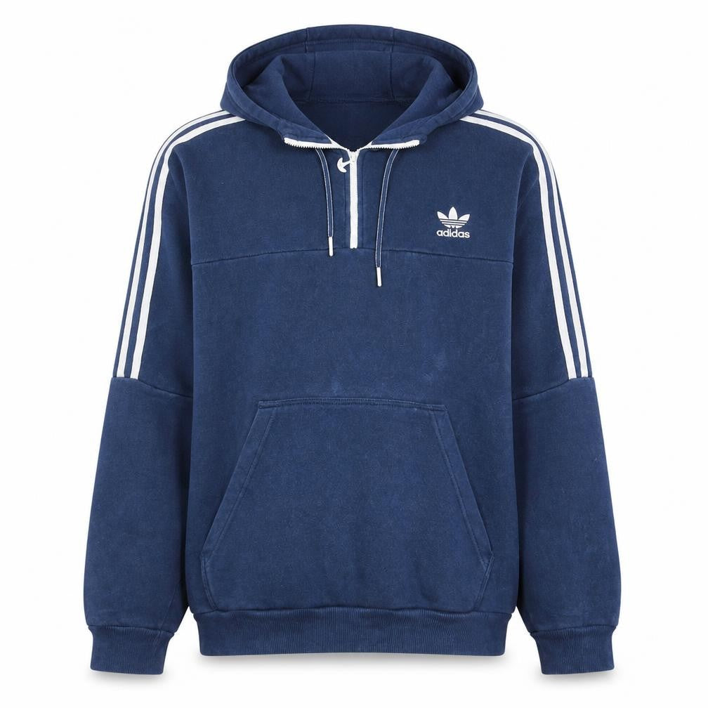Adidas Men's Blue L Pullover Hoodie 1/4 Zip Fleece Sportswear