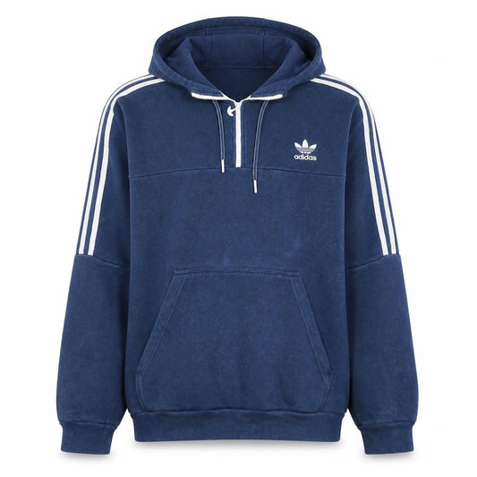 Adidas Men's Blue L Pullover Hoodie 1/4 Zip Fleece Sportswear