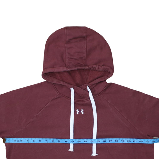 Under Armour Womens Burgundy Pullover Hoodie Size L Loose Fit Cotton Blend