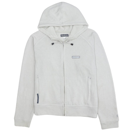 Reebok Womens White Full Zip Hoodie Size L Cotton Blend Casual