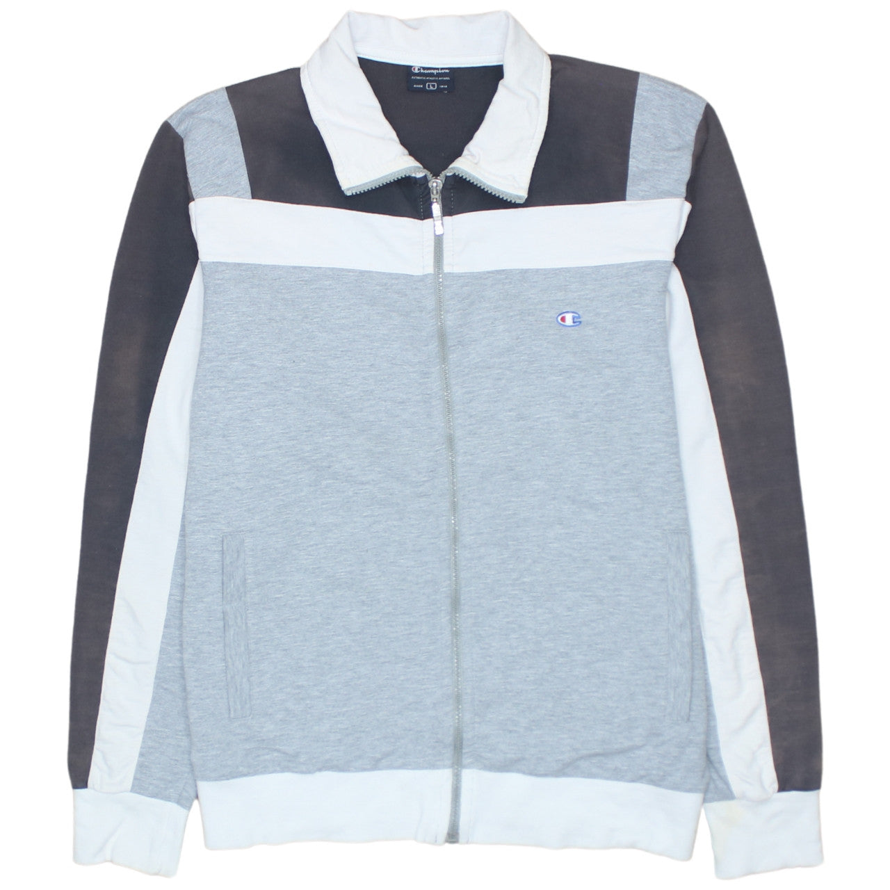 Champion Men's Grey Colourblock Track Jacket Size L Full Zip