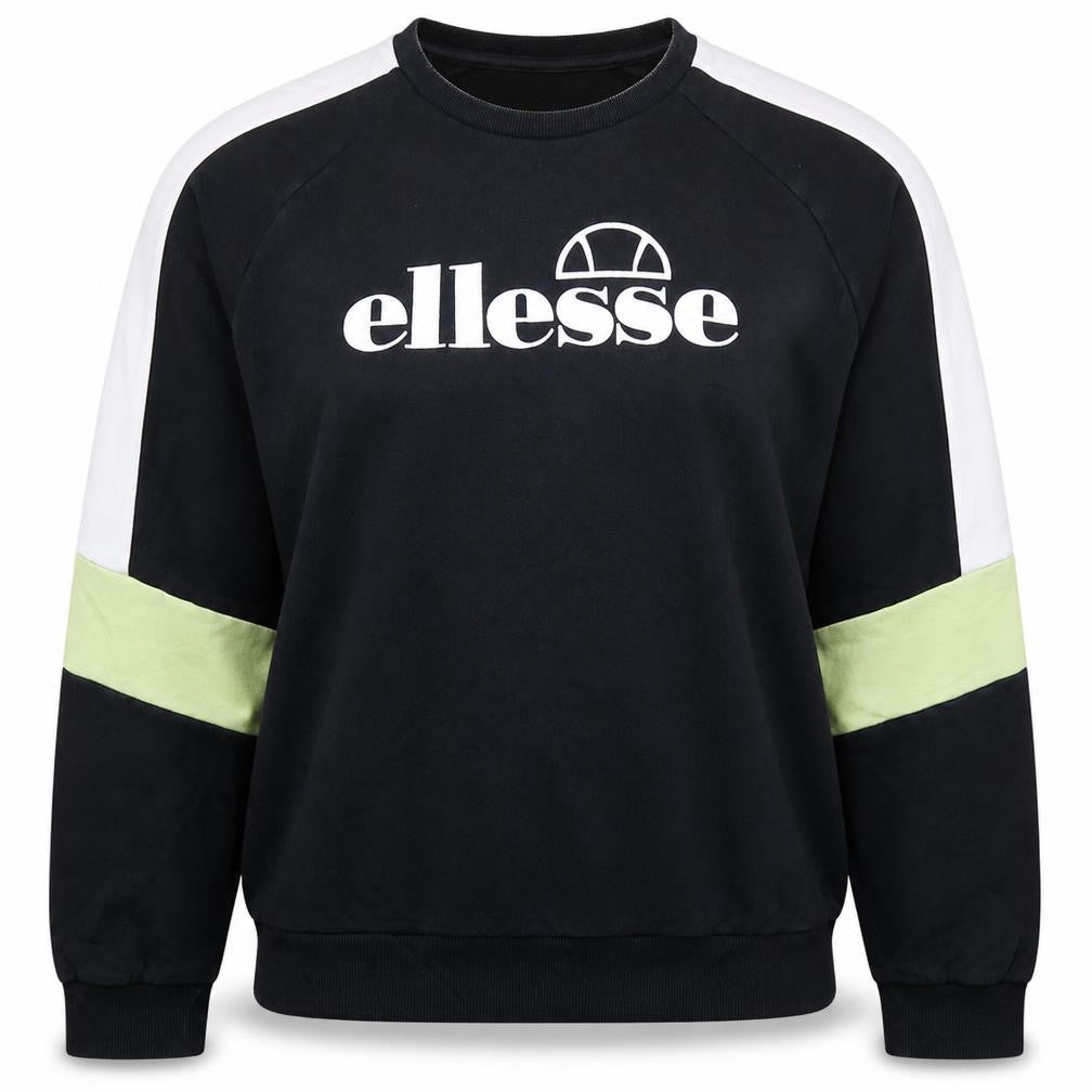 Ellesse Women Black Colourblock Logo Sweatshirt UK 12 Crew Neck