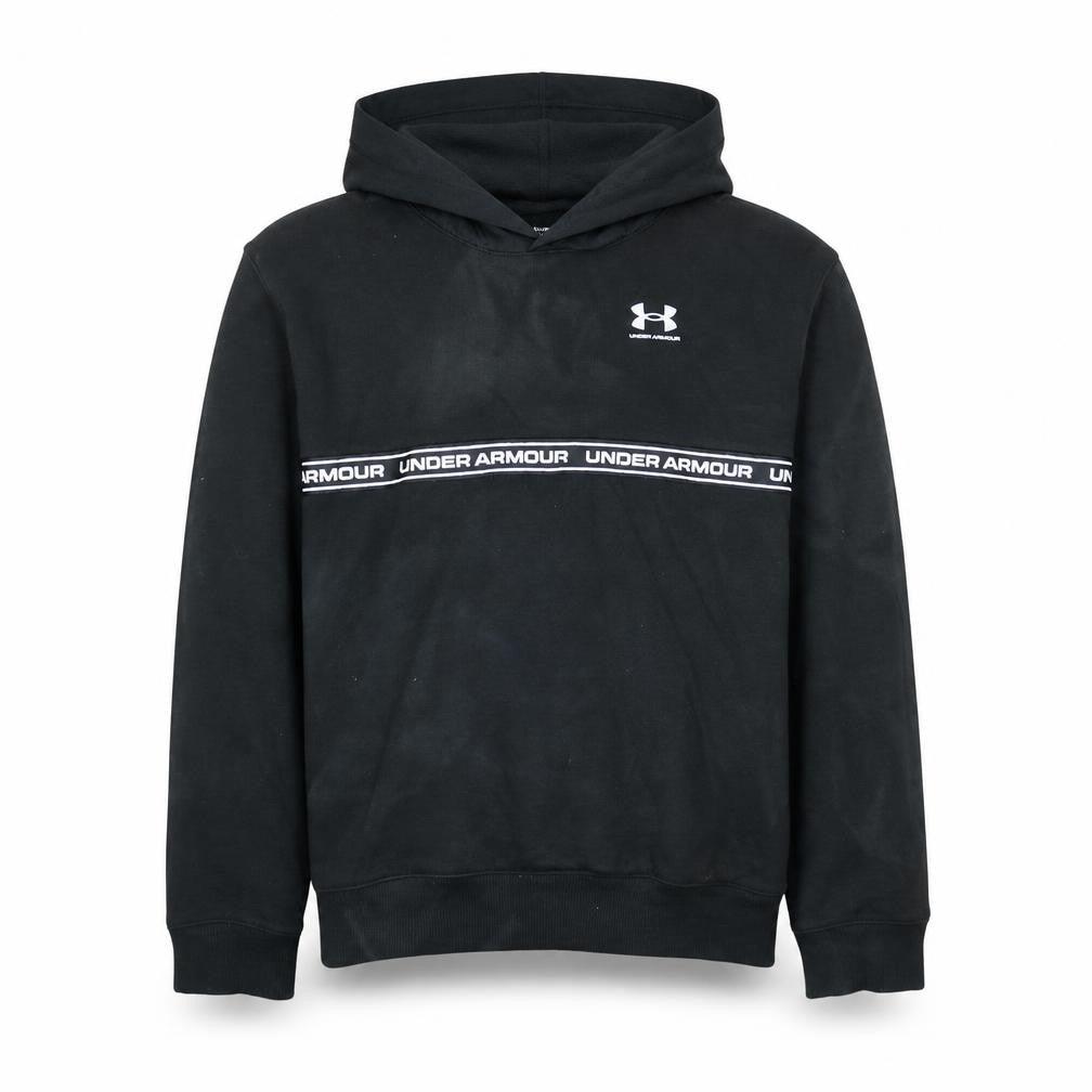 Front view of Under Armour boys’ black l pullover fleece hoodie coldgear sportswear