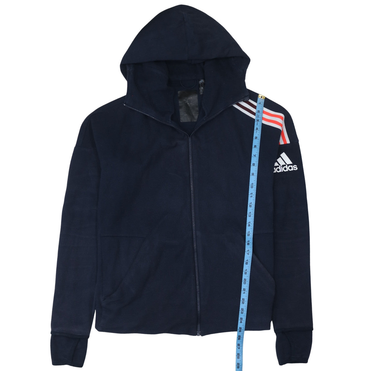 Adidas Men's Blue Full Zip Hoodie Medium Regular Fit Sportswear