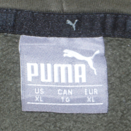 Puma Men's Green XL Pullover Hoodie with Logo & Kangaroo Pocket