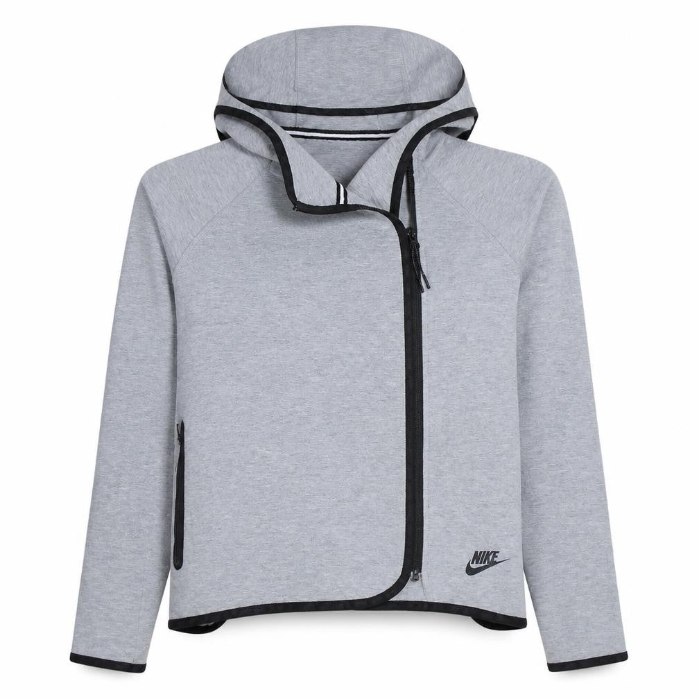 Nike Womens Grey Asymmetric Full Zip Hoodie XS Relaxed Fit