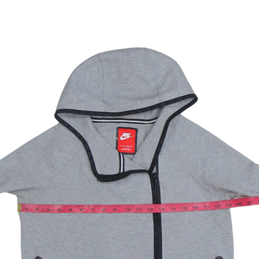 Nike Womens Grey Asymmetric Full Zip Hoodie XS Relaxed Fit