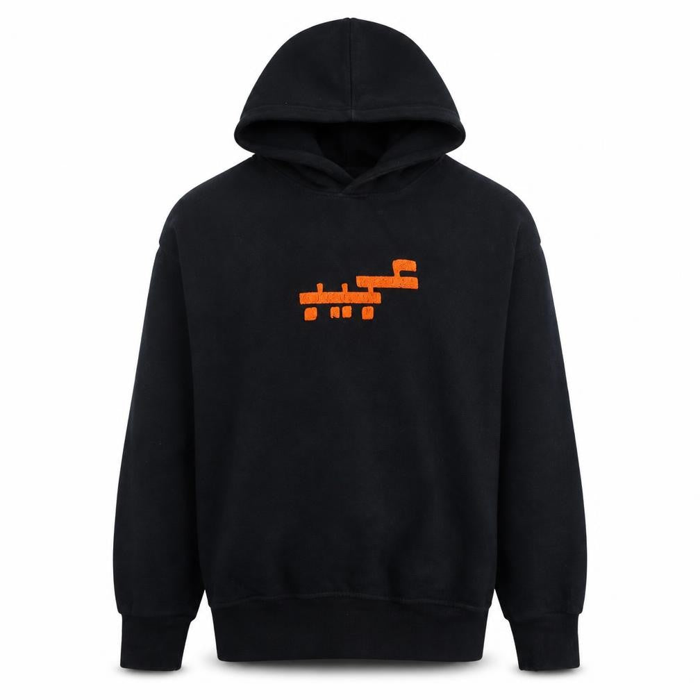 AJEEB Men’s Black Pullover Hoodie L Art Graphic Fleece Sweatshirt