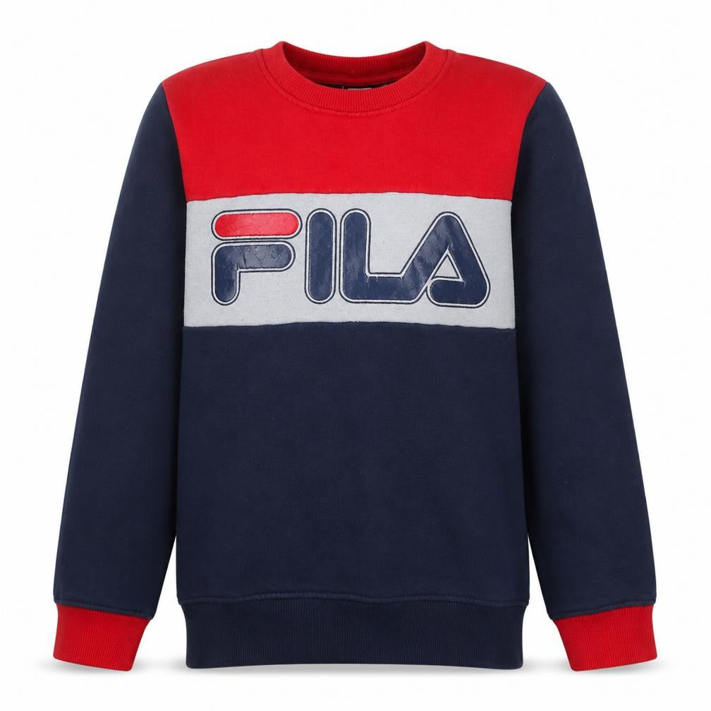 Front view of Fila boys’ multicolour 12 years pullover crew neck sweatshirt