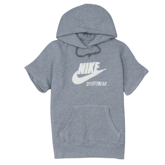 Nike Men Grey Short Sleeve Pullover Hoodie M Sportswear Fleece